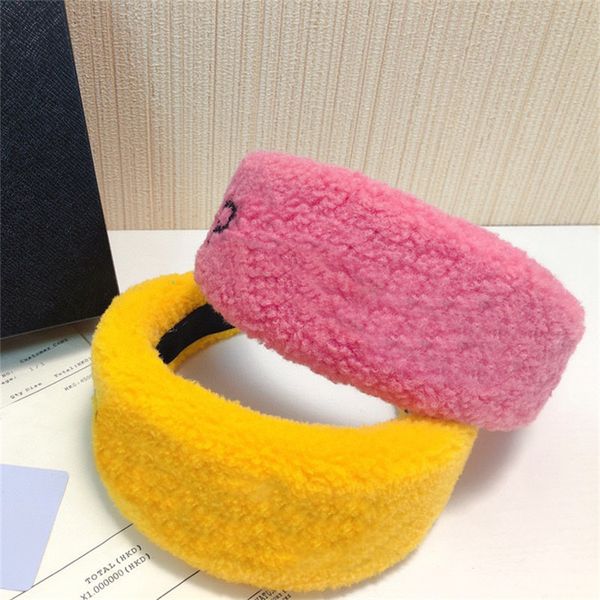 

autumn winter plush headbands letter printed hairband women wide brim hair band with gift box, Silver