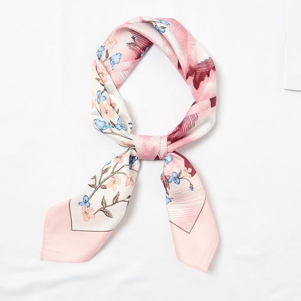 

scarves women square silk head scarf print floral bandana designer fashion headband kerchief 70cm [3969], Blue;gray