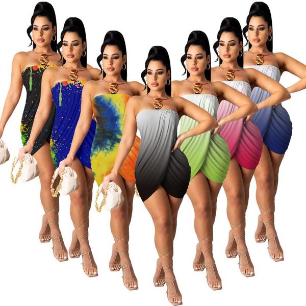 

casual dresses nightclub style women's clothing positioning printing open back wrapped chest asymmetric split slit tight fitting dress, Black;gray