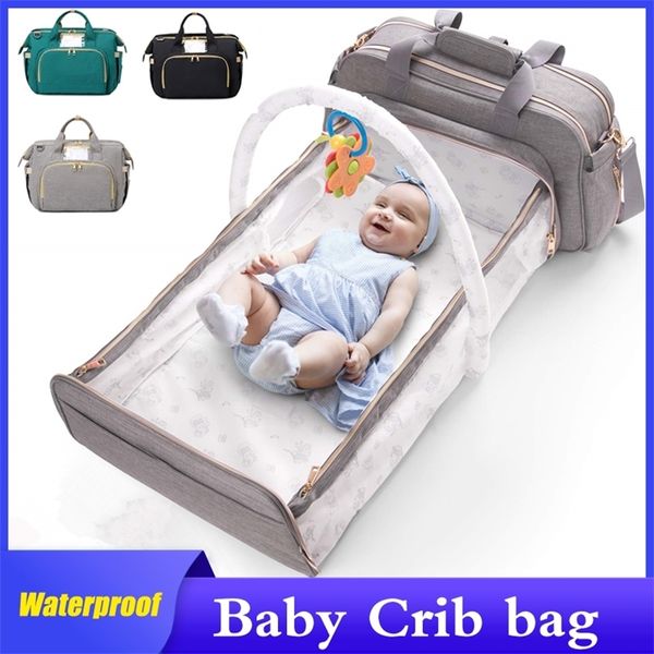 

3 in 1 diaper bag backpack foldable baby bed waterproof travel with usb charge changing 220222