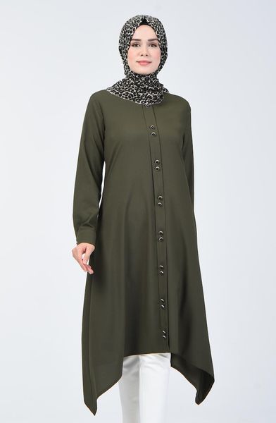 

women's blouses & shirts minahill button detail tunik 3169-04 khaki, White