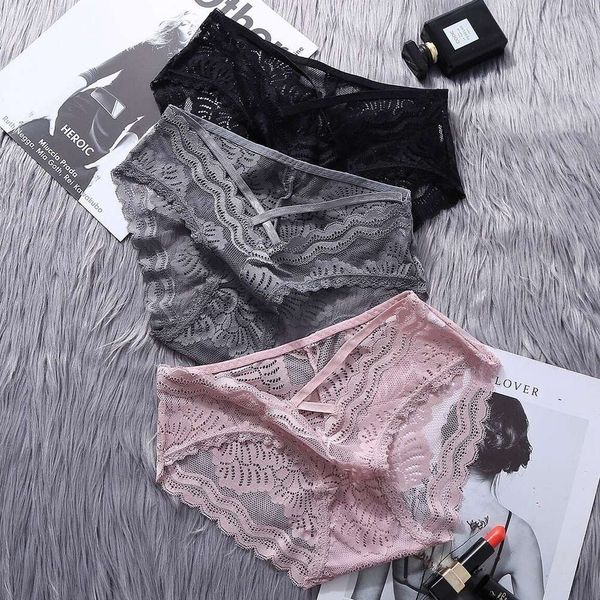 

fashion out fun lace temptation underwear women's briefs middle waist pure cotton, Black;white