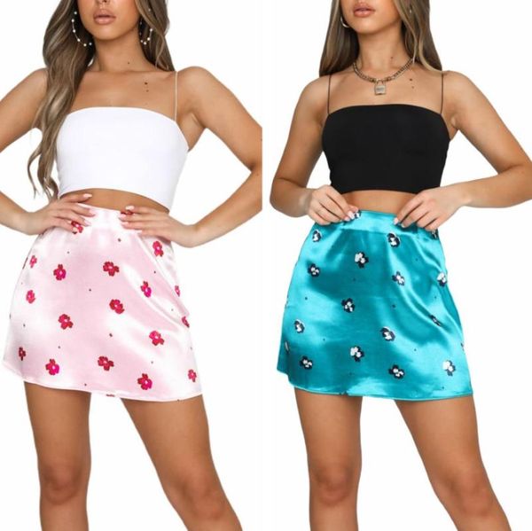 

women's summer floral print mini skirt casual high waist above knee zipper a-line short skirts, Black