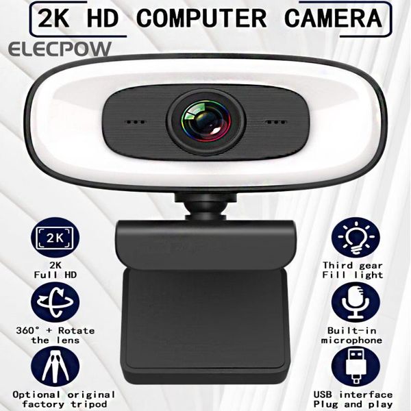 

webcams elecpow webcam full hd 2k web cam for pc with tripod light microphone usb plug mini camera computer mac lapyoutube live