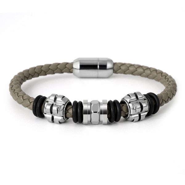 

chain mens leather bracelet 2021 couple bangle magnetic draw fashion men hip hop punk red black gray stainless steel designer jewellery luxu