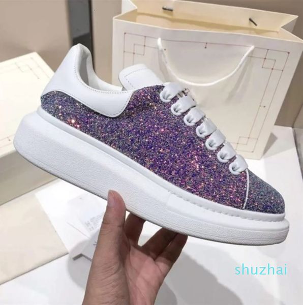 

fashion summer womens mens casual shoes leather platform glitter sneakers shoes black purple glitter