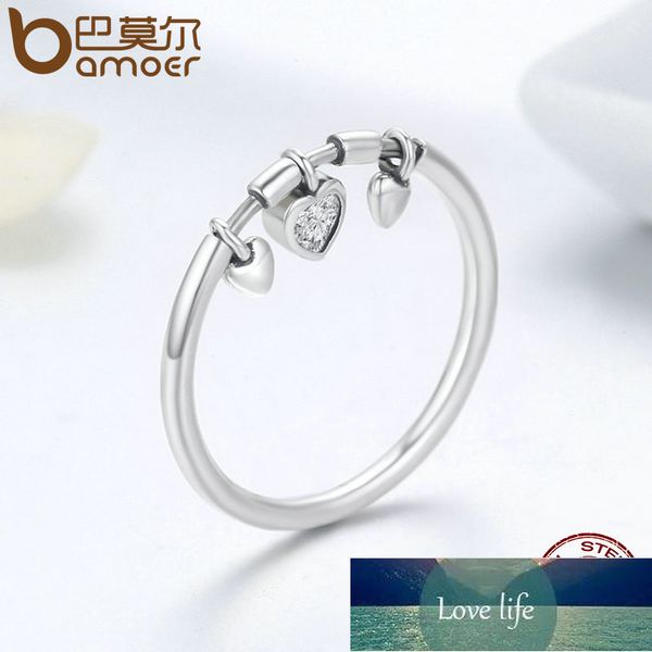 Bamoer 925 Sterling Silver Glittering Heart Clear CZ Anel Anel Feminino Anel Mulheres Noivo Jóias SCR215 Preço de Fábrica Especialista Qualidade Qualidade Mais Recente Estilo