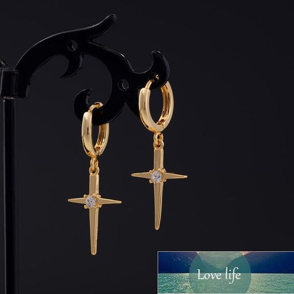 

hoop & huggie jaeeyin gold color small cross dangle cubic zirconia tiny fashion earring gift women men, Golden;silver