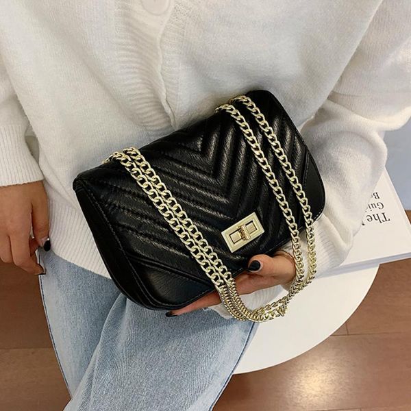 

black v-line crossbody bags for women 2021 fashion small shoulder bag female handbags and purses travel cross body