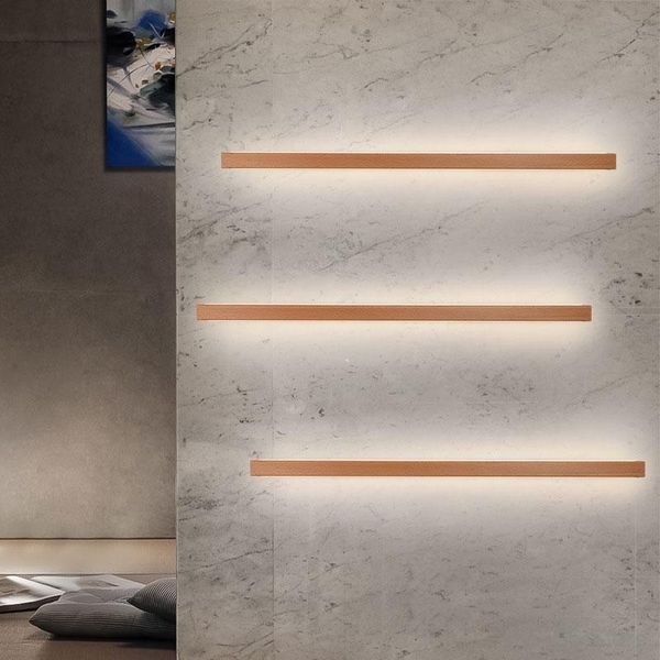 

wall lamp nordic minimalist solid wood strip bedroom bedside living room led sconce bathroom mirror lights indoor lighting
