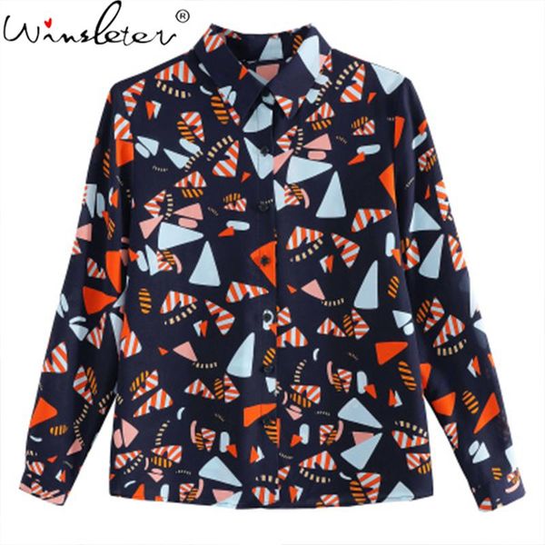 

women's blouses & shirts print woman chiffon 2021 autumn long sleeve turn-down collar women single-breasted vintage all match t07917k, White