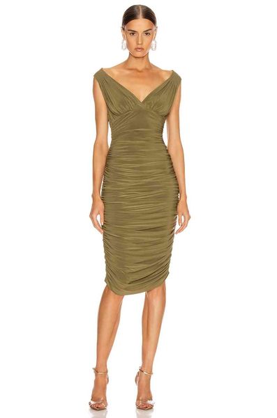 

dress army green v-neck knee length bodycon elegant club party, Black;gray