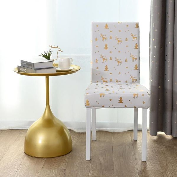 

chair covers gold elk print cover spandex strtch seat slipcovers christmas dining room decoration protector case for home xmas