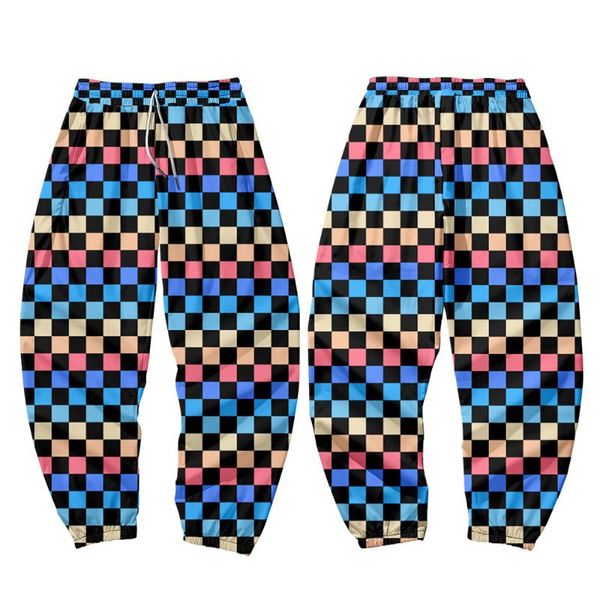 

men's pants color checkerboard printed spring autumn japanese sweatpants men cargo harajuku jogger trousers streetwear oversize 6xl, Black
