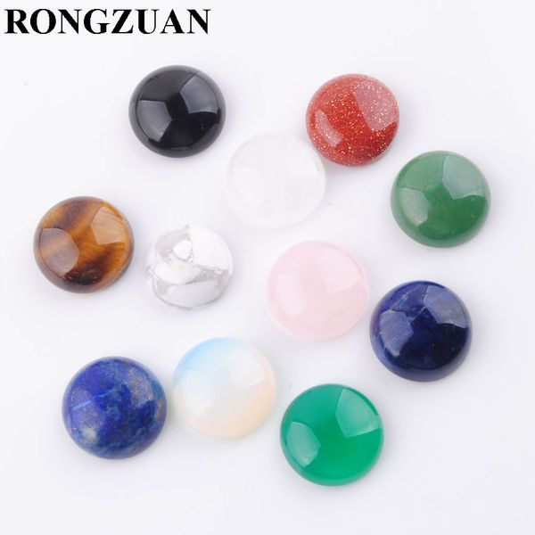 

natural gemstone flat back 14mm round cabochon stones no hole amethyst lapis lazuli opal aventurine cab beads for jewelry making dbu330, Black