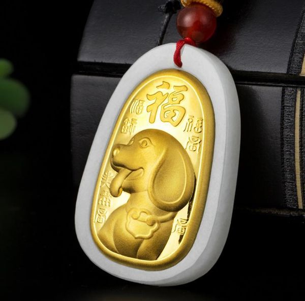 

lockets hetian gold inlaid jade pendanth54#, Silver
