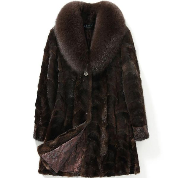 

women's fur & faux real winter 2021, mink coat, collar, korean luxury jacket, manto, femme hiver, Black