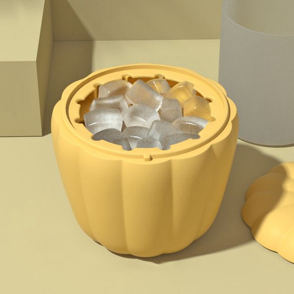 

New Silicone Ice Bucket for Whiskey Wine Cocktail Party Barware Lid Pumpkin Shaped Cube Maker Mold ice tray DIY Kitchen Supplies
