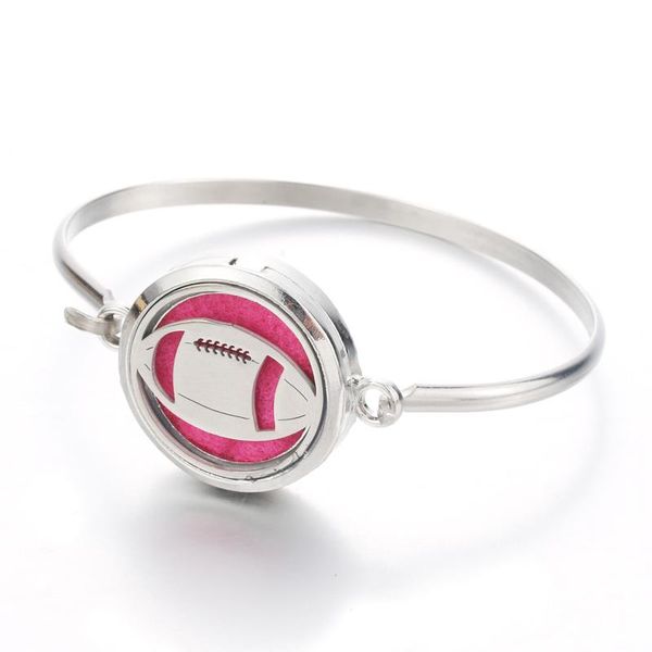 

charm bracelets diffuser locket bracelet football 316l stainless steel bangle magnetic randomly send 1pcs oil pads as gift, Golden;silver