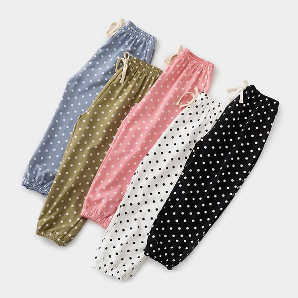 

baby long bloomers anti-mosquito kids pants casual dot chiffon trousers thin style outwear girls clothes for children 5 colors, Blue