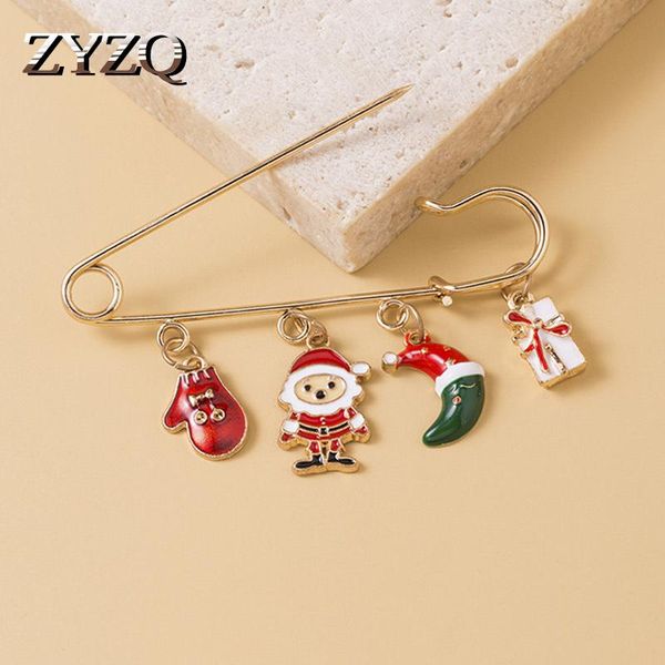 

pins, brooches zyzq christmas pins gifts tree wreath snowflake star crystal for women colorful year brooch, Gray