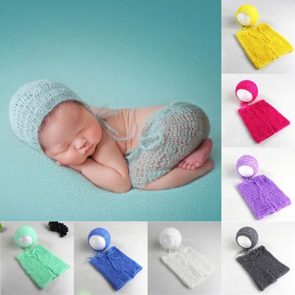 

hair accessories soft mohair born pography props costumes cap/hat+pants 2pcs set baby knitted po infant outfit, Slivery;white