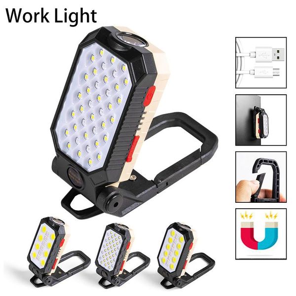 

portable lanterns 20w lantern led work light hook magnet cob camping lamp usb rechargeable torch waterproof highlight by 18650