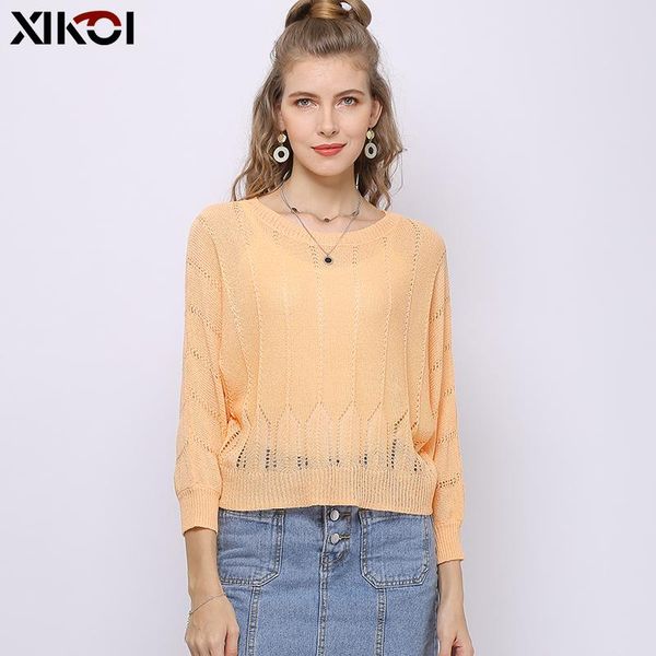 

women's sweaters xikoi o-neck spring sweater for women long sleeve pullover knit soft female jumper jersey mujer casual solid pull fem, White;black