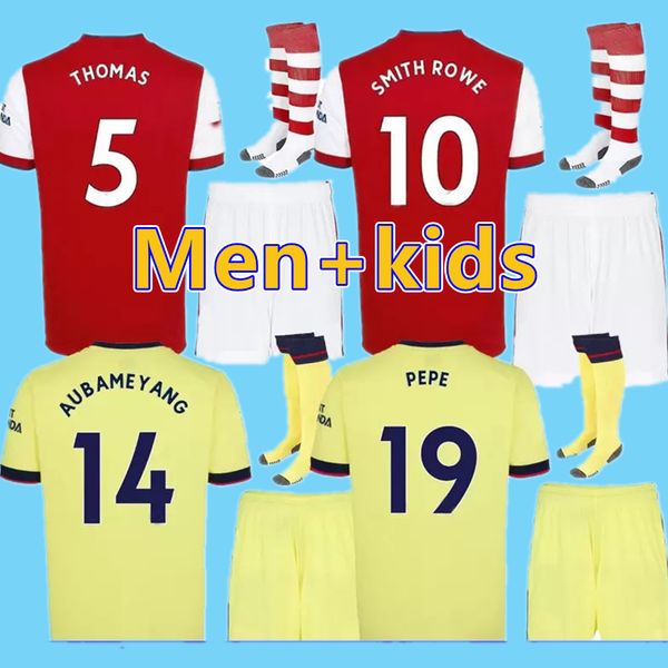 

smith rowe ben white arsen soccer jerseys gunners 21 22 sambi pepe saka thomas willian tierney tavares 2021 2022 football shirt men kids set, Black;yellow
