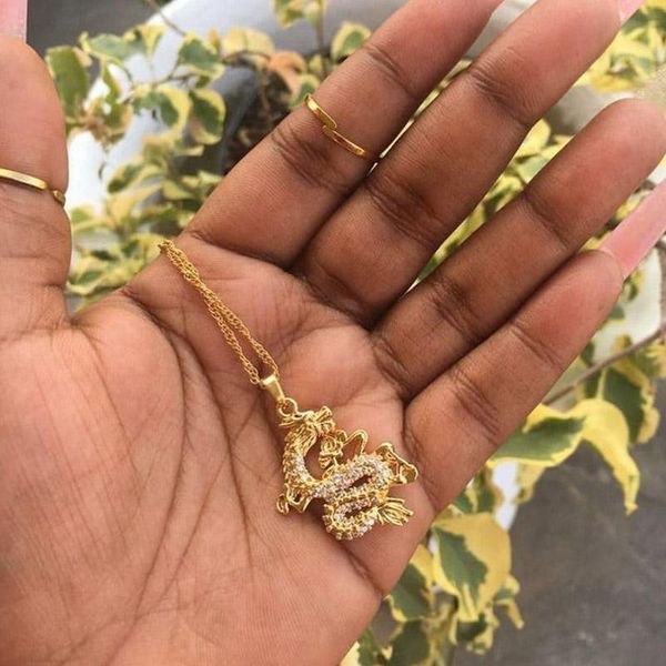 

pendant necklaces dragon for women stainless steel gold chain cubic zirconia choker mascot necklace jewellery gift collier femme, Silver