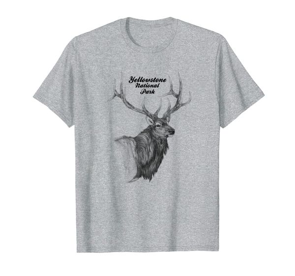

yellowstone national park vacation vintage elk graphic t-shirt, White;black