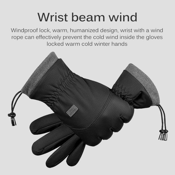 

cycling gloves winter waterproof anti-slip touchscreen breathable carp fishing full finger durable pesca, Black