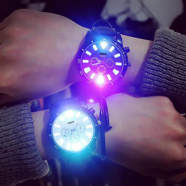 

wristwatches fashion luminious watch lover's 2021 trend bracelet silicone led luminous ladies clock xfcs relogio feminino, Slivery;brown