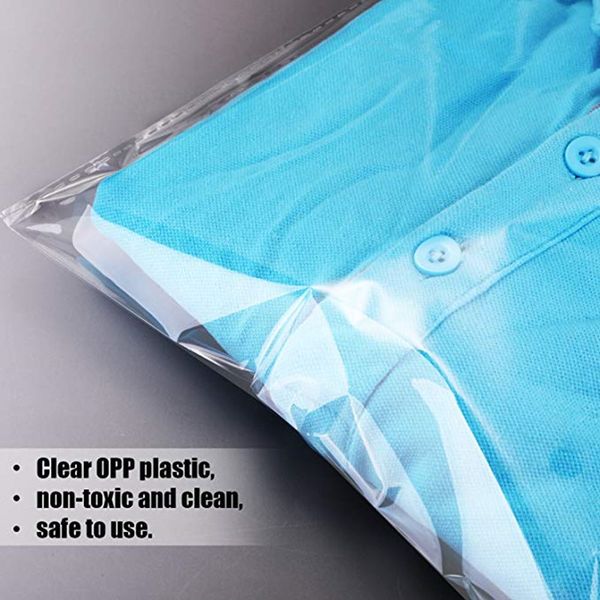 100 Parça Temizle Giyim Çanta Kendinden Mühür Plastik Torbalar Düğün Parti OPP Hediye Çantası Yapışkan Torbalar T-Shirt ve Giysiler için