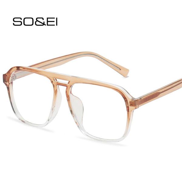 

so&ei retro tr90 square gradient women glasses frame clear anti-blu-ray lens eyewear men optical stainless steel wire arm fashion sunglasses, Black