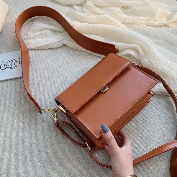 

korean version of western style wide shoulder strap small square bag fashion lady messenger women cross body