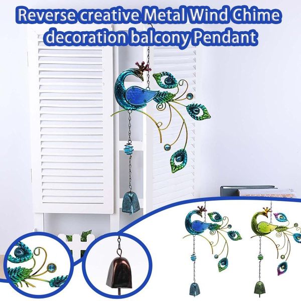 

2pc peacock metal wind chimes hanging bells garden yard home wall window balcony decor bell hanging pendant outdoor ornament