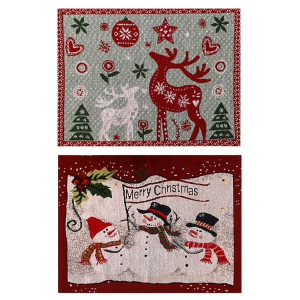 

mats & pads 4pcs/set christmas decoration ornaments snowman elk jacquard embroidery placemat