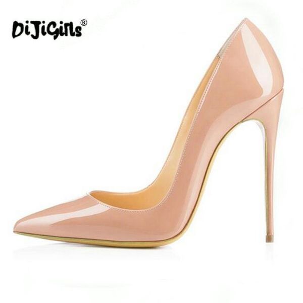 

dress shoes plus size women high heels party wedding shoe woman patent leather pumps stiletto thin heel drop, Black