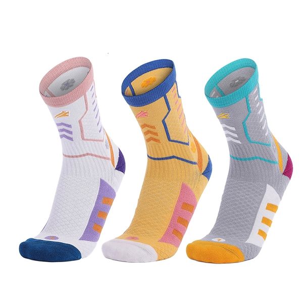 

tianyijian men women professional outdoor 3 pairs sport cotton cycling socks basketball football soccer running trekking, Black