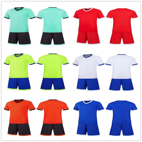 

2021 soccer jersey sets smooth board 6095 blue shirt sweat absorbing breathable and soft children's training suit 05, Black
