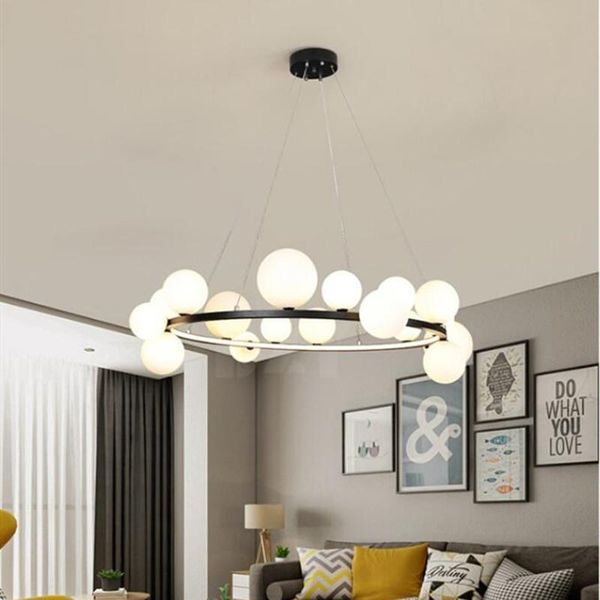 

pendant lamps nordic style molecular glass ball led chandelier creative art magic beans dininroom bedroom bar decoration light fixtures