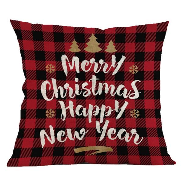 

cushion/decorative pillow christmas decoration cartoon santa claus elk cushion red plaid throw ornaments xmas gifts sofa cushions