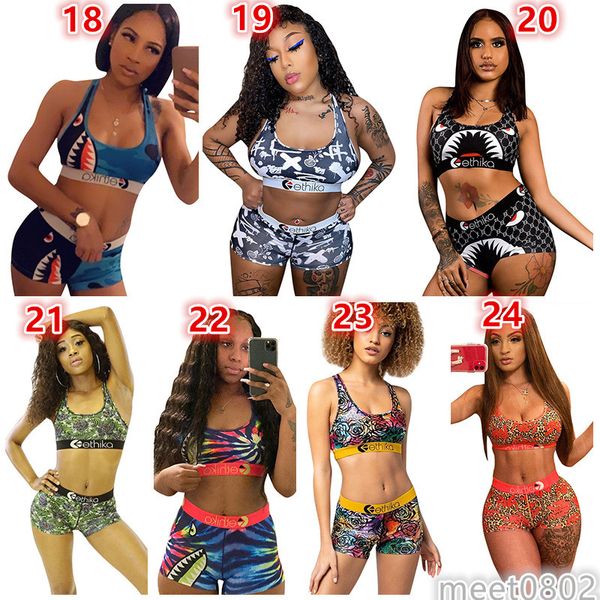 

2021 ethika women designer swimwear sports bra + shorts trunks 2 piece brand tracksuit quick dry beachwear bikini set cy009, White