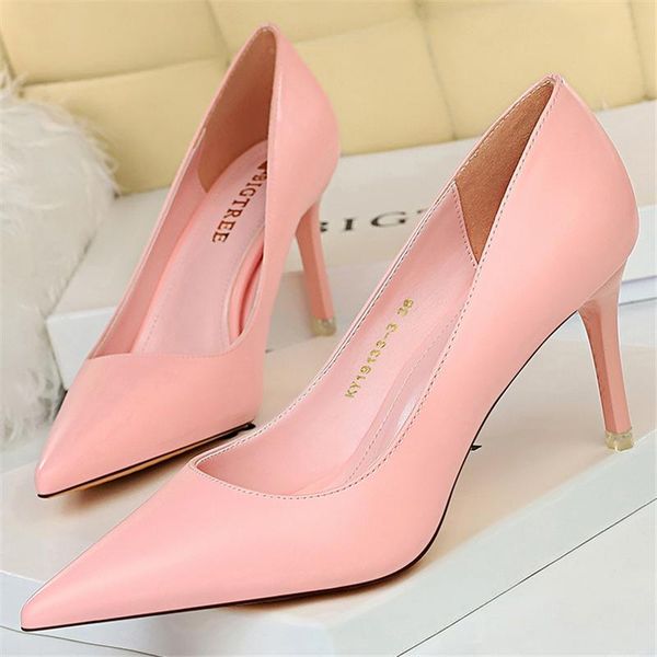 

fashion woman 7.5cm and .5cm high heels pink wedding bridal scarpins shoes stripper big size low heel office blue pumps dress, Black