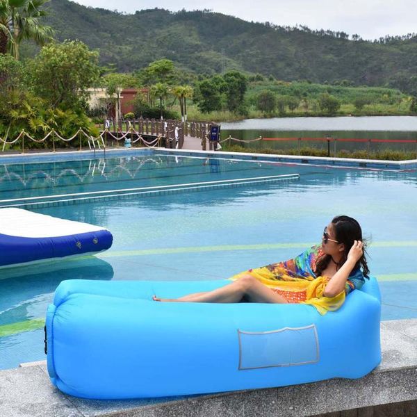 

outdoor pads super light-weight fast infaltable air sofa portable couch foldable inflatable bed beach sleeping lounger laybag