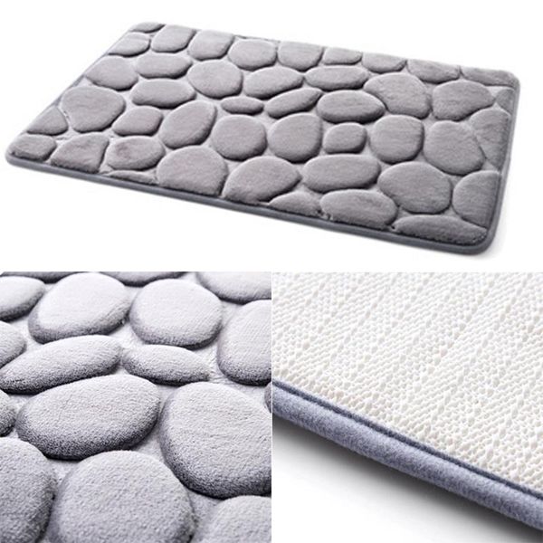 

carpets home bathroom mat non-slip pebble absorbent lavatory bedroom floor toilet memory foam washable rug decor