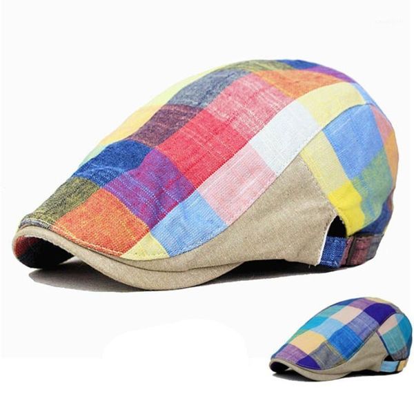 

berets classic england style plaid caps casual women men sports cotton hats boina casquette flat painter sboy, Blue;gray