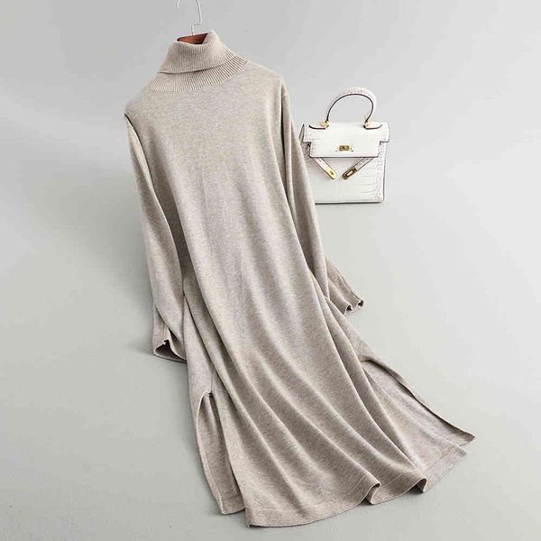 

tees autumn turtleneck long women pullovers knitted sweater tricot pull femme, White