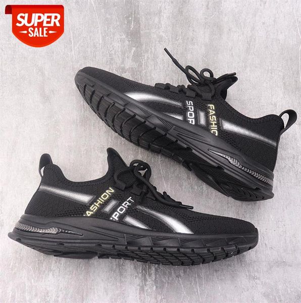 

flying woven breathable men's shoes, mesh lace-up low-round toe casual shoes #6w3a